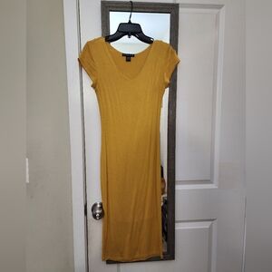 Yellow V-Neck Women's Dress